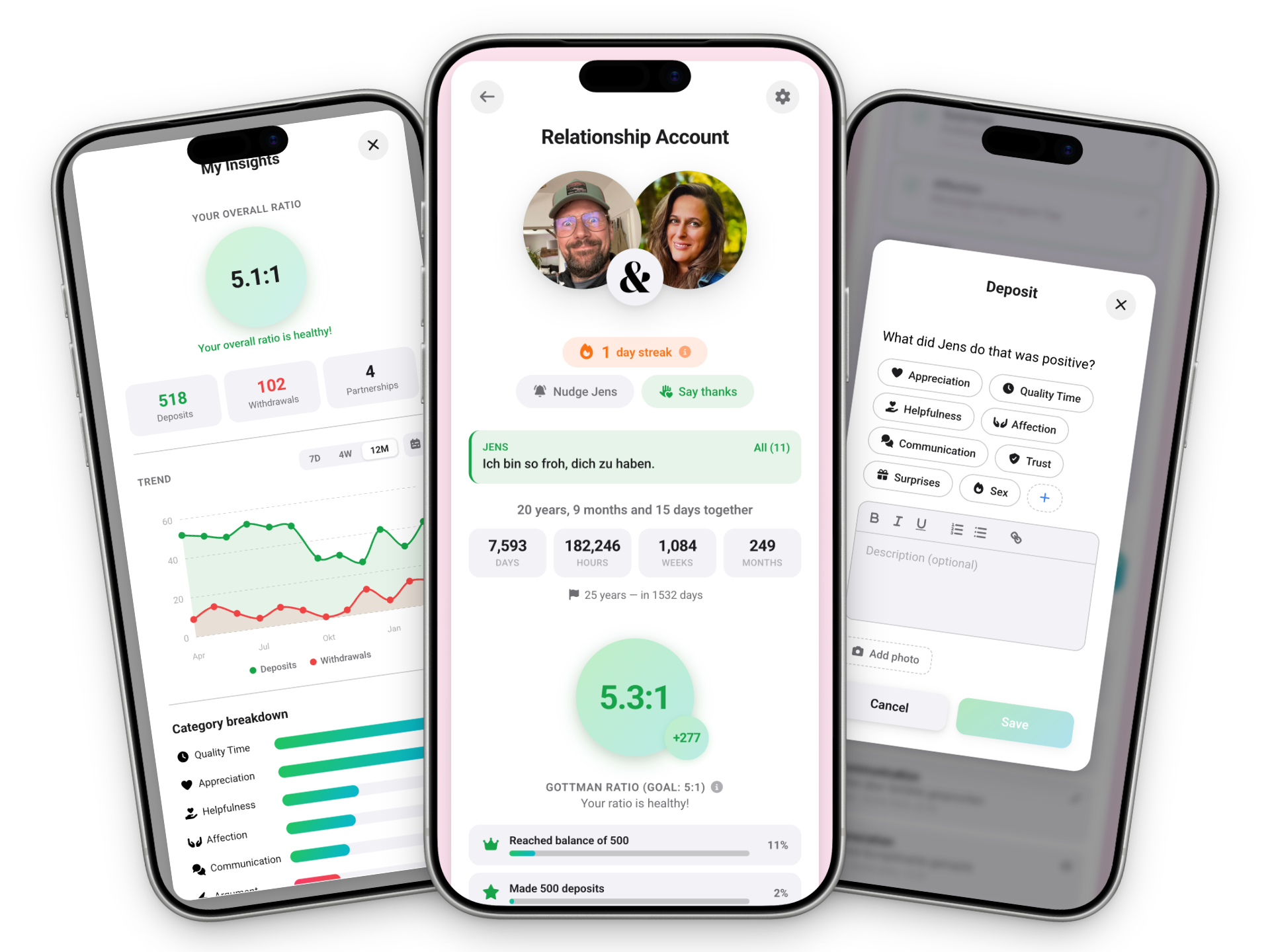 Beziehungskonto App — preview of relationship tracking features